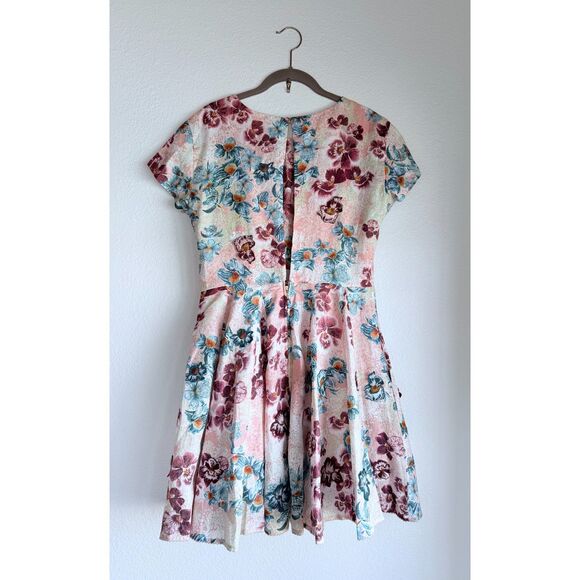 NWT AGUA by Agua Bendita Pupe Prado Floral Applique 100% Linen Mini Dress Size M - Picture 8 of 16